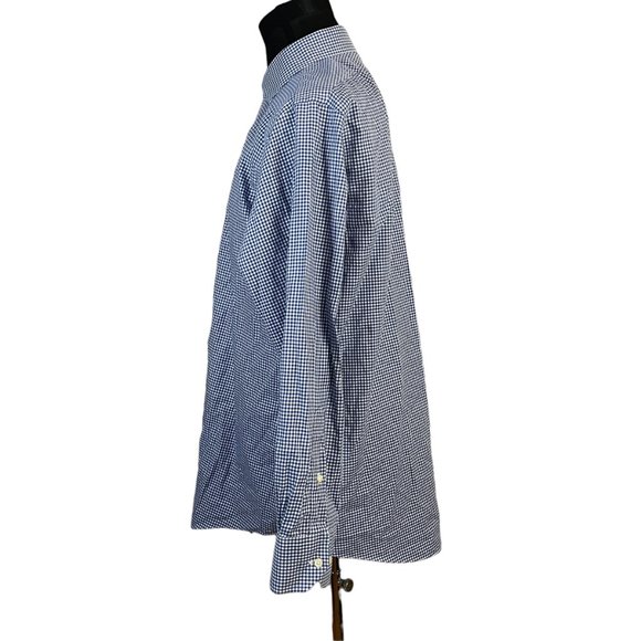 Brooks Brothers Men's Regent Blue White Check Long Sleeve Button Front Shirt 17 - Picture 5 of 9